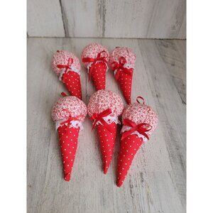 Vintage plush ice cream treat cone‎ ornament Xmas set